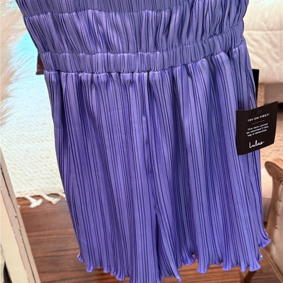 NWT Women’s LULU’s Upgraded Nights Periwinkle Plisse Sleeveless Romper- Size S - Picture 4 of 6